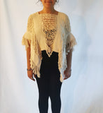 Handmade White Poncho Crop top