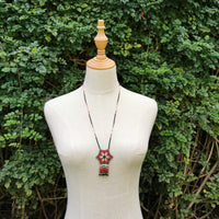 Grey and Red Peyote Necklace