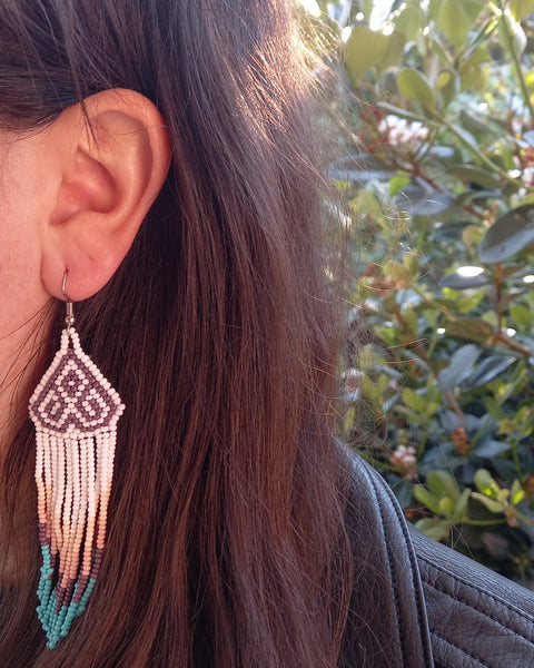 White and Purple Earrings