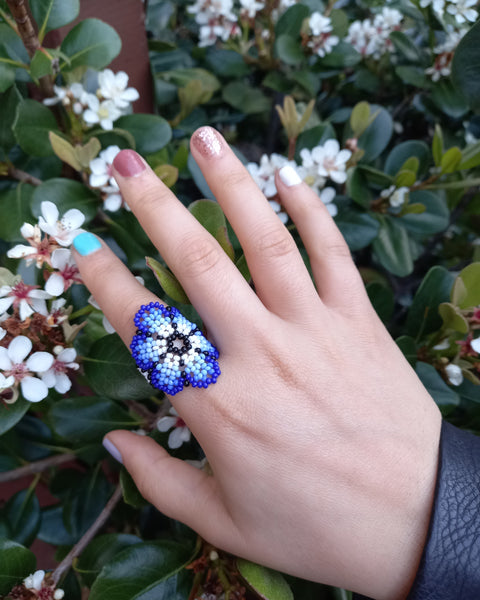 Blue and White Ring